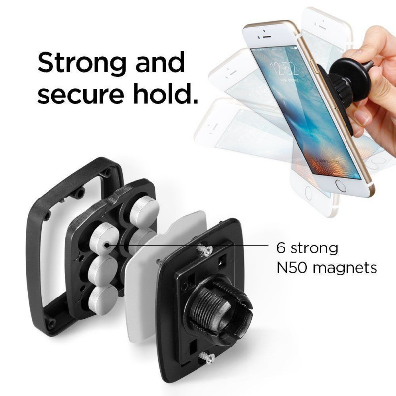 Spigen H12 magnetische telefoonhouder voor autoluchtrooster 000CD20115, zwart