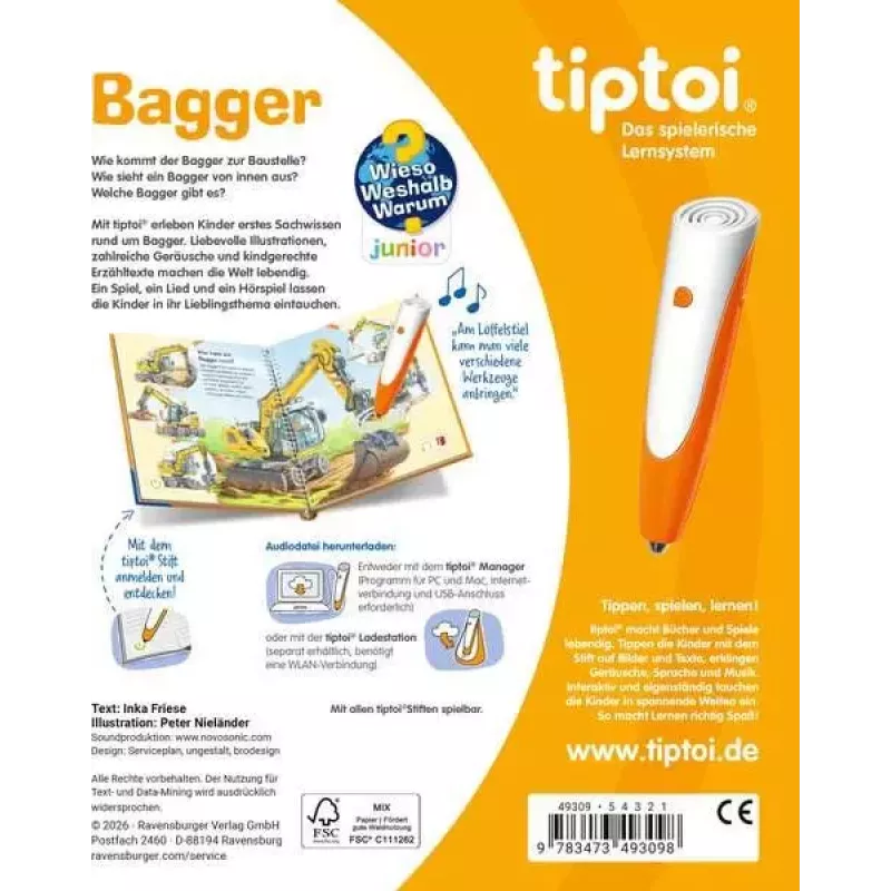 Ravensburger tiptoi Wieso? Weshalb? Warum? Bagger, Duitse editie