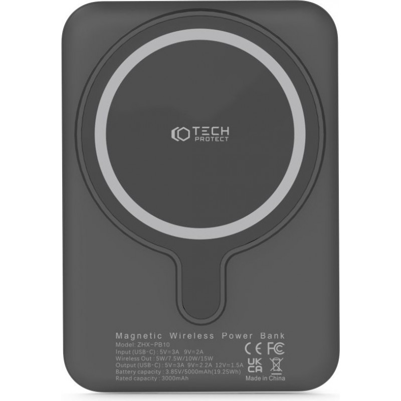 Tech-Protect PB10 LifeMag MagSafe powerbank 5000 mAh 15 W (THP1281BLK), zwart