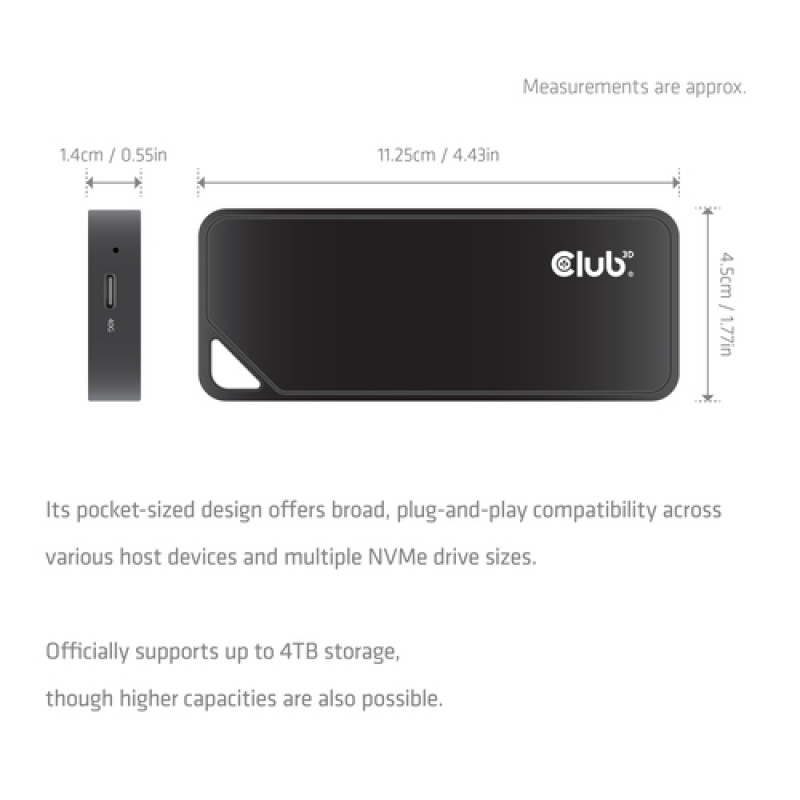 Club3D CAC-2510 M.2 NVMe SSD-behuizing met ventilator, USB4