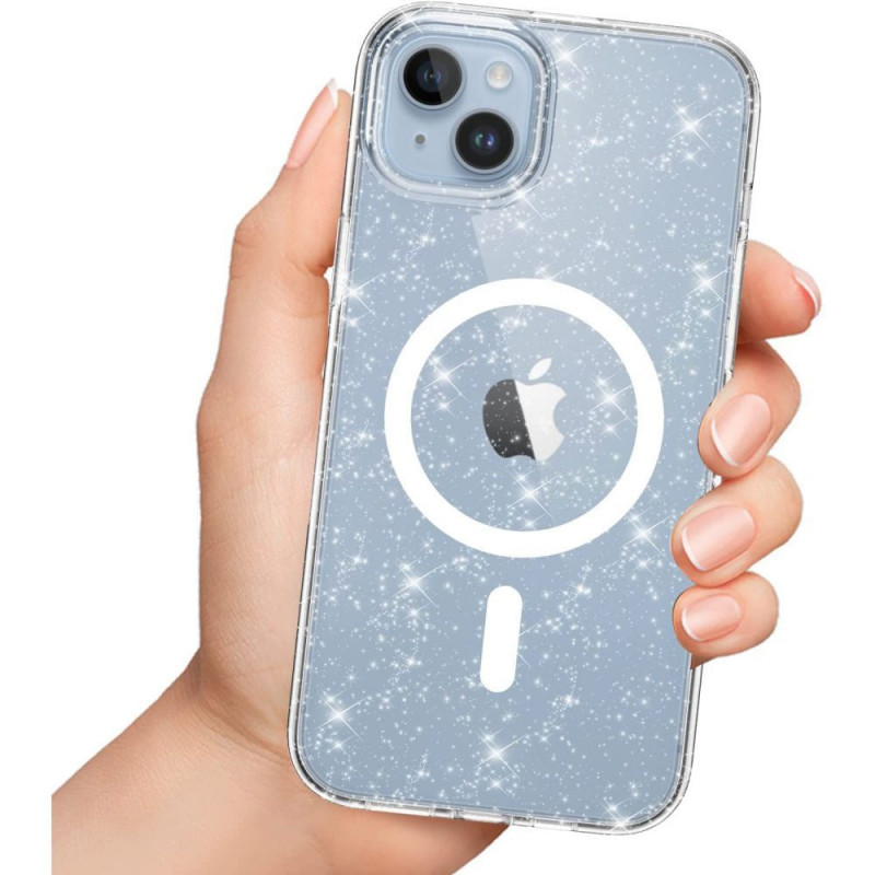 Tech-Protect FlexAir Hybrid MagSafe-hoesje voor Apple iPhone 15, glitter transparant