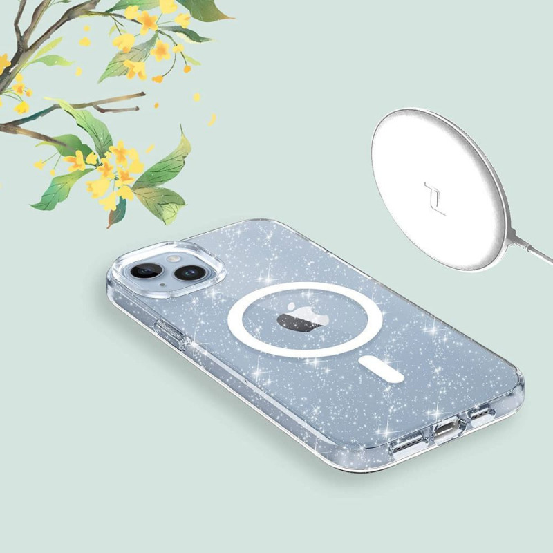 Tech-Protect FlexAir Hybrid MagSafe-hoesje voor Apple iPhone 15, glitter transparant