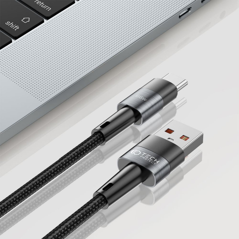 Tech-Protect UltraBoost USB-A/USB-C-kabel 66W 6A 100 cm, grijs