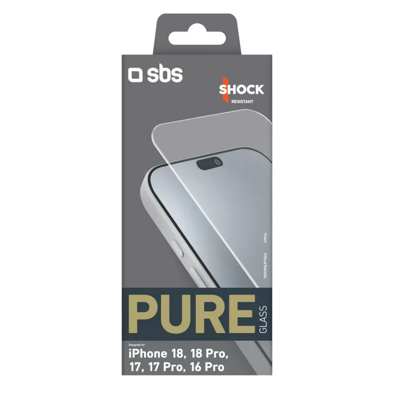 sbs mobile SBS Pure Glass gehard glas voor iPhone 18 / 18 Pro / 17 / 17 Pro / 16 Pro (1 st)