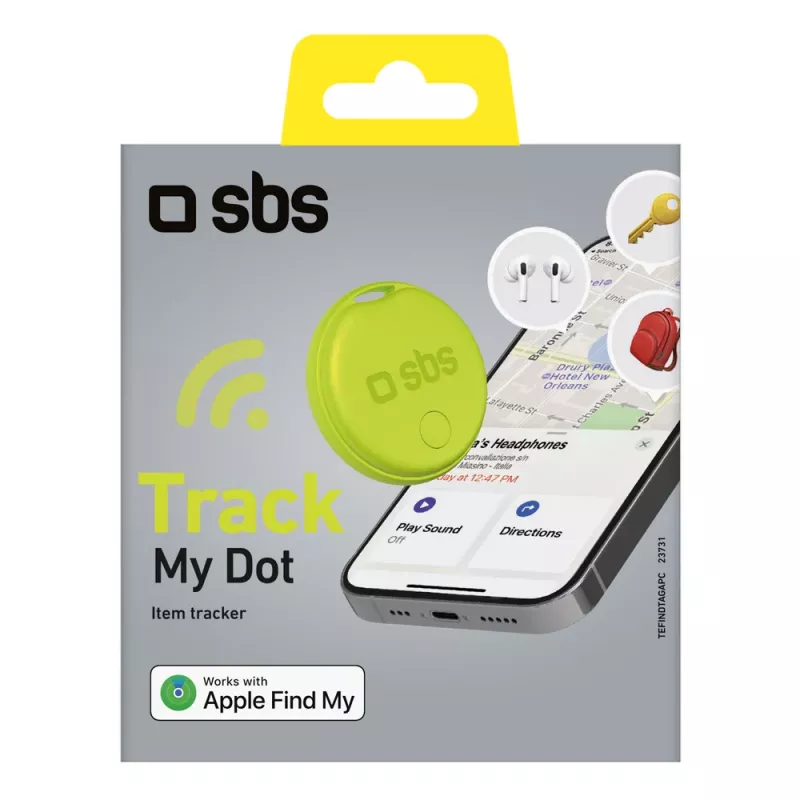 SBS Track My Circle-locator compatibel met Apple Find My, groen