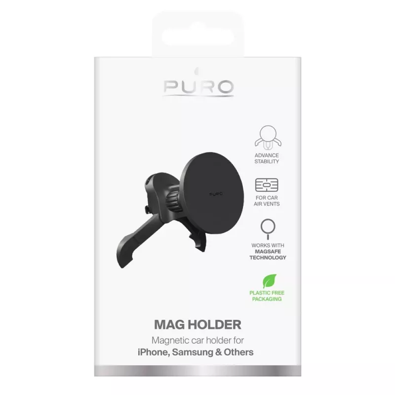 PURO Verstelbare autohouder, MagSafe-compatibel, zwart