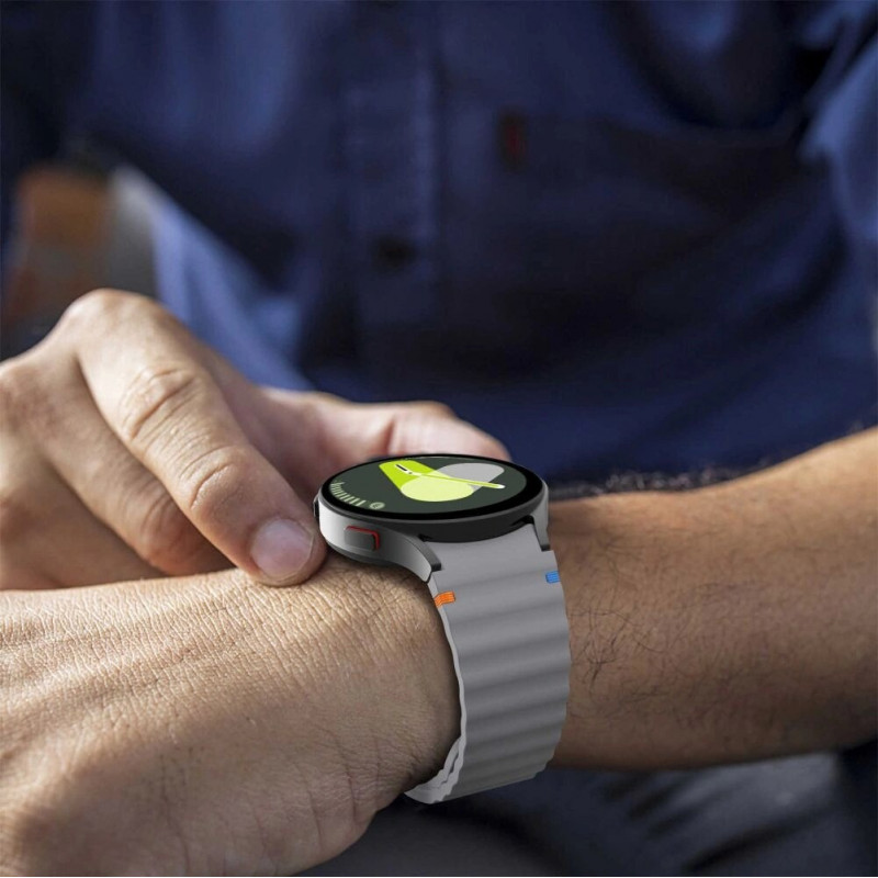 Tech-Protect Siliconen sportband voor Samsung Galaxy Watch 4/5/5 Pro/6/7/FE, krijtgrijs