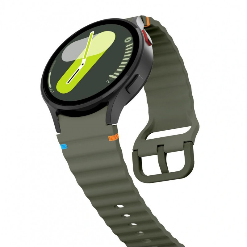 Tech-Protect Siliconen sportband THP3054 voor Samsung Galaxy Watch 4/5/5 Pro/6/7/FE, legergroen