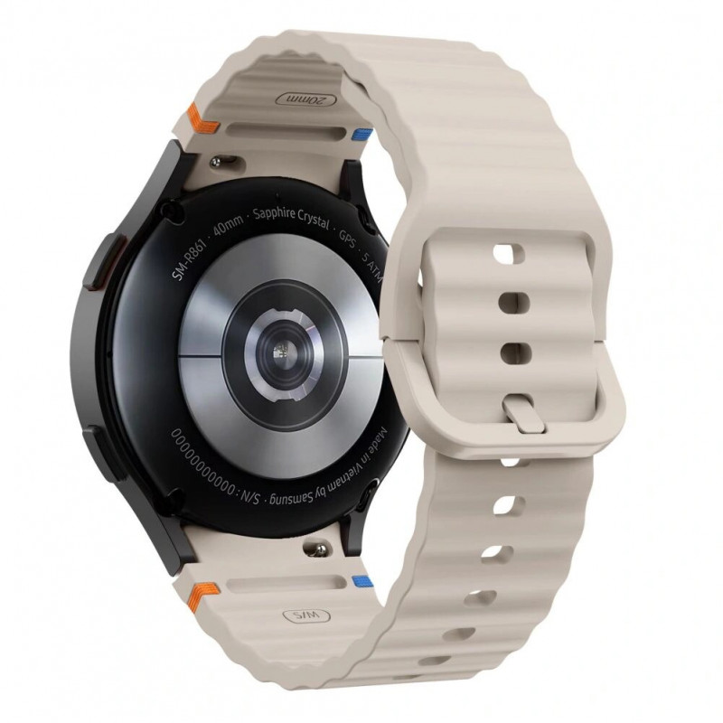 Tech-Protect Siliconen sportband voor Samsung Galaxy Watch 4/5/5 Pro/6/7/FE, Starlight
