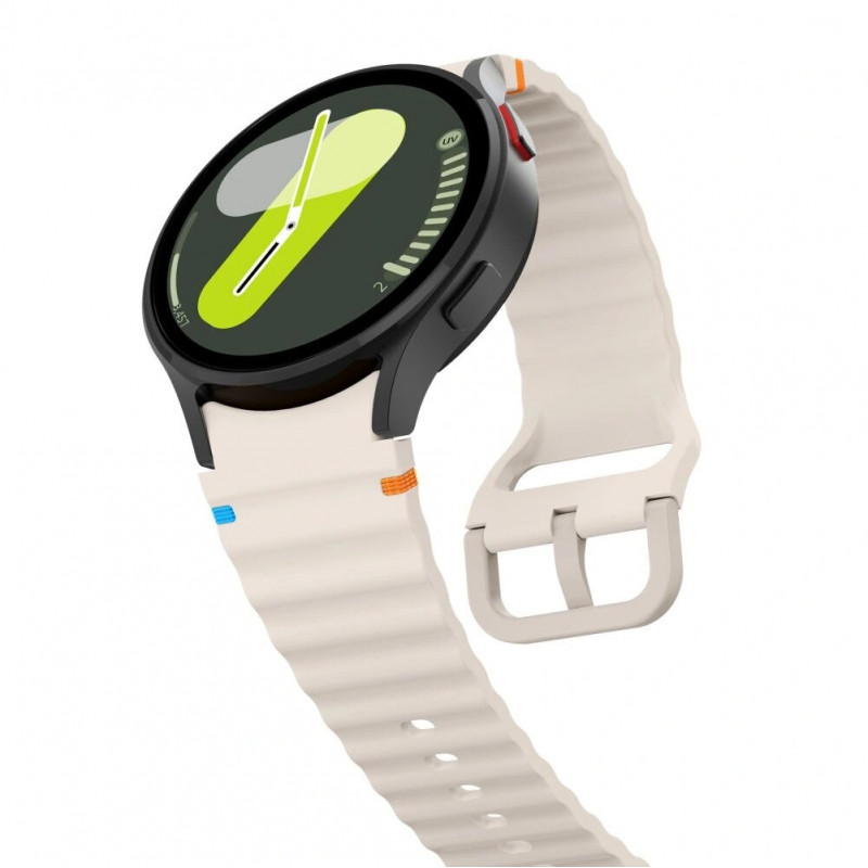 Tech-Protect Siliconen sportband voor Samsung Galaxy Watch 4/5/5 Pro/6/7/FE, Starlight