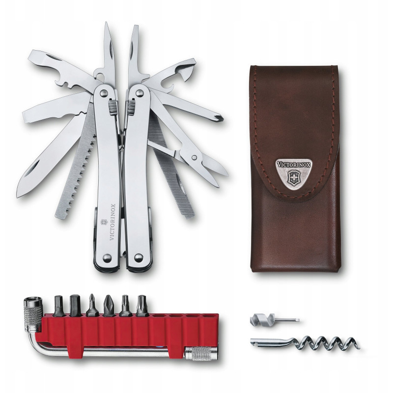 Victorinox Swiss Tool Spirit X Plus multitool, roestvrij staal, leer, 105 mm (3.0235.L)
