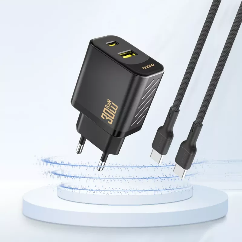 Dudao A27TEU PD 30W GaN wandlader, USB-A + USB-C, zwart