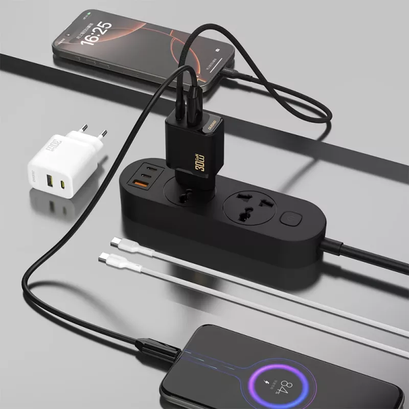 Dudao A27TEU PD 30W GaN wandlader, USB-A + USB-C, zwart