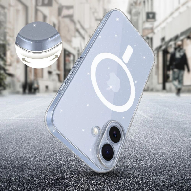 Tech-Protect FlexAir MagSafe-hoesje voor Apple iPhone 17, transparant glitter