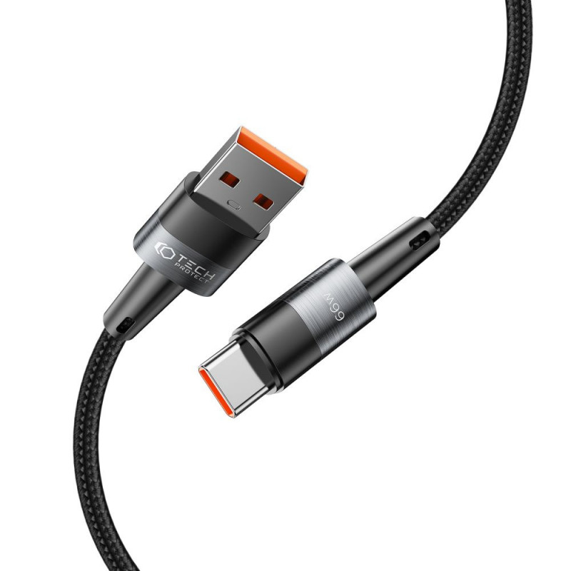 Tech-Protect Ultraboost USB-A / USB-C-kabel, 66W, 6A, 50 cm, grijs