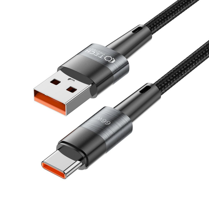 Tech-Protect Ultraboost USB-A / USB-C-kabel, 66W, 6A, 50 cm, grijs