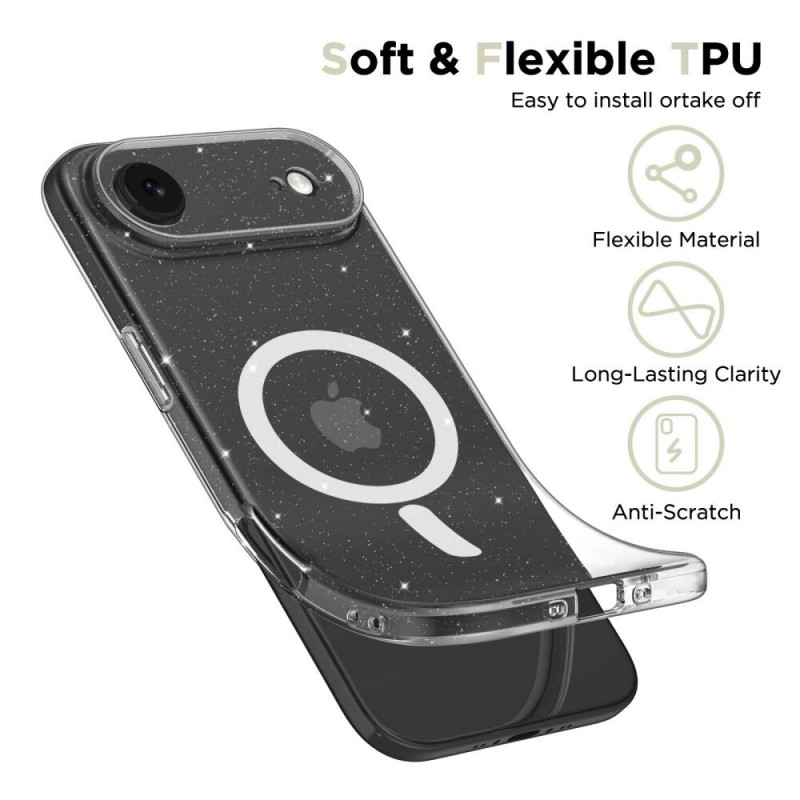 Tech-Protect FlexAir MagSafe-hoesje voor Apple iPhone Air, transparant glitter
