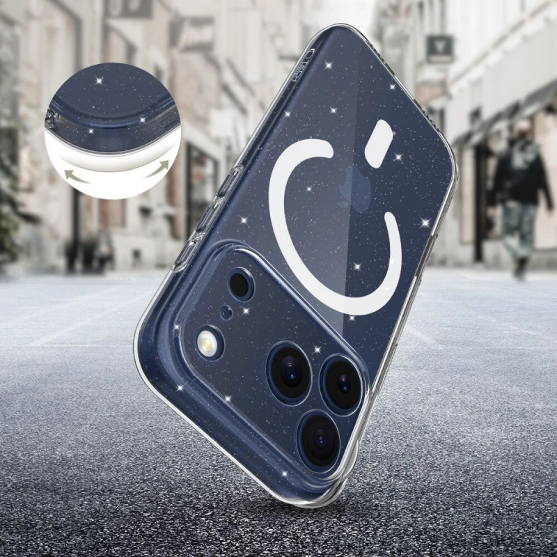 Tech-Protect FlexAir MagSafe-hoesje voor Apple iPhone 17 Pro Max, transparant glitter