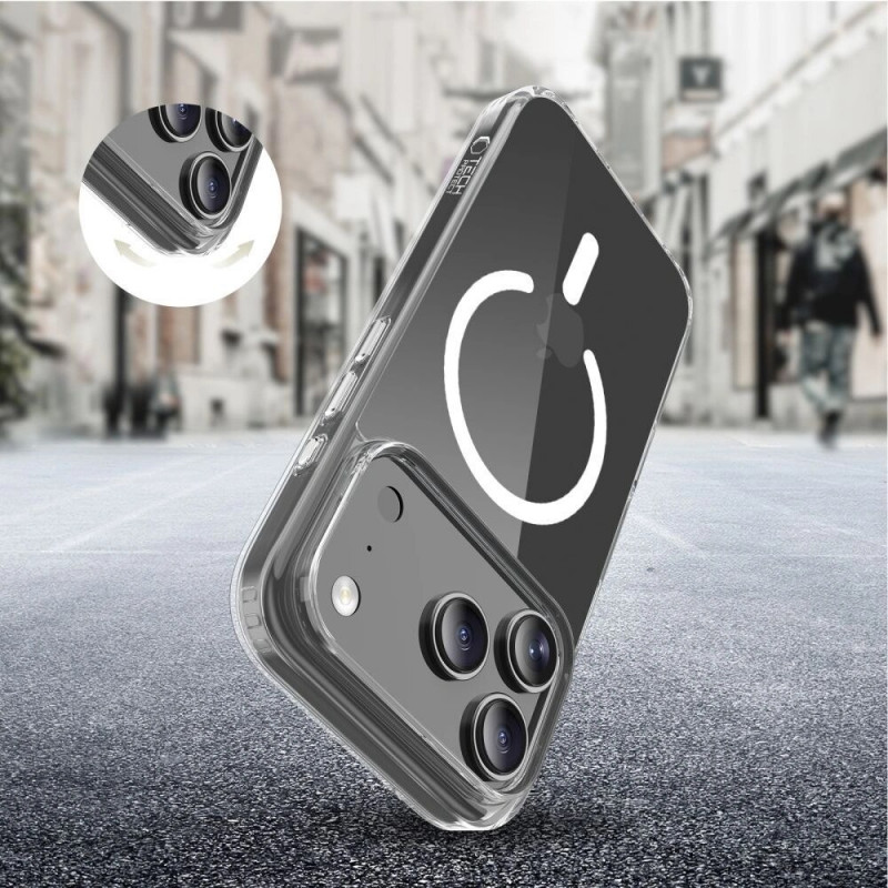 Tech-Protect Flexair Hybrid CC MagSafe-hoesje voor Apple iPhone 17 Pro, transparant