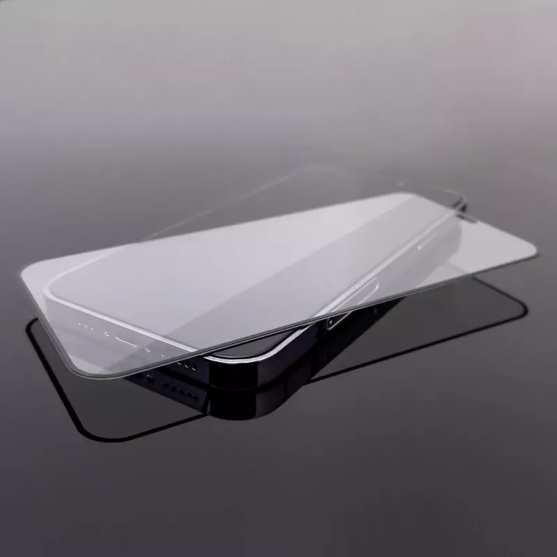 Wozinsky Full Glue Case Friendly gehard glas met frame voor iPhone 15 Pro Max, zwart