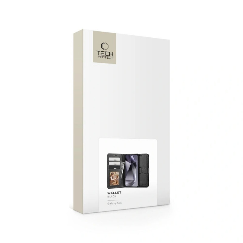 Tech-Protect portemonneehoesje voor Samsung Galaxy S25, zwart