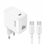 USAMS CC339 T76 45W GaN USB-C-oplader met SJ711 USB-C naar USB-C-kabel (1 m), wit