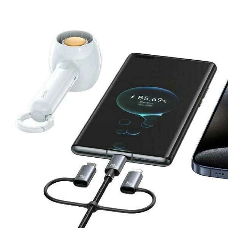 USAMS Sufeng Series SJ737 6-in-1 oplaad- en datakabel, 240W, digitaal display, aluminiumlegering, 1,2 m