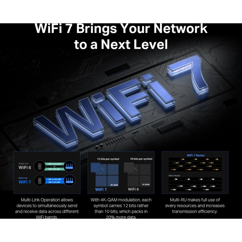 Mercusys MR37BE dual-band Wi-Fi 7-router, tot 6500 Mbps