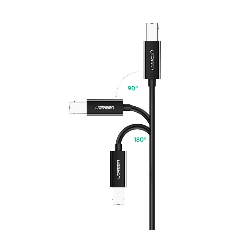 Ugreen US241 USB-C 2.0 naar USB-B printerkabel, 1 m, zwart