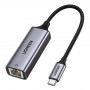 Ugreen CM199 USB-C naar RJ45 Gigabit Ethernet netwerkadapter, 1000 Mbps, grijs