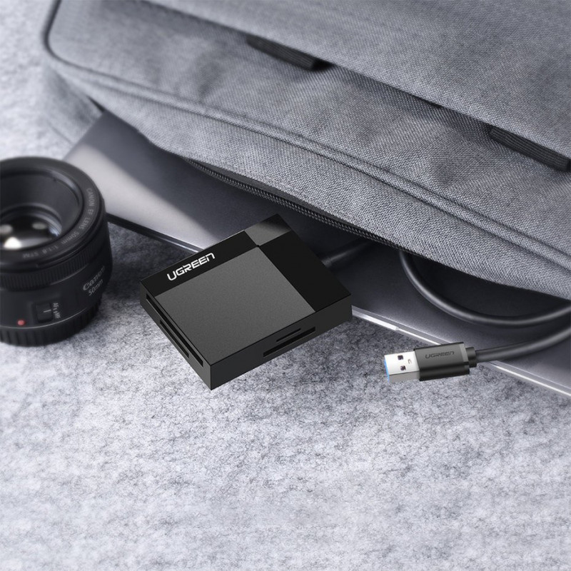 Ugreen CR125 USB 3.0-kaartlezer, SD / microSD / CF / MS, zwart