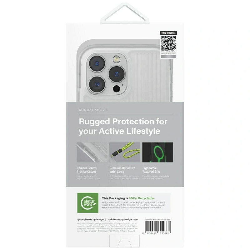 UNIQ Combat Active-hoesje voor Apple iPhone 16 Pro Max, Magclick-opladen, lume white