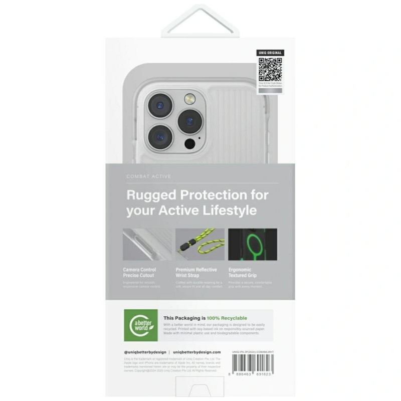 UNIQ Combat Active-hoesje voor Apple iPhone 16 Pro, Magclick-opladen, lume white