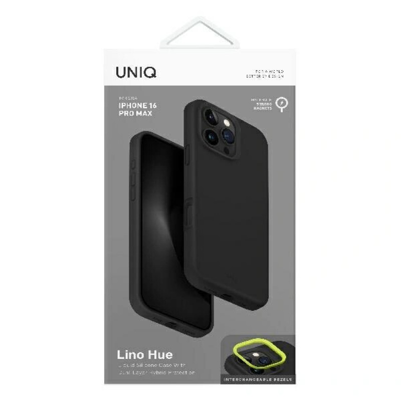 UNIQ Lino Hue-hoesje voor Apple iPhone 16 Pro, Magclick-opladen, antracietgrijs
