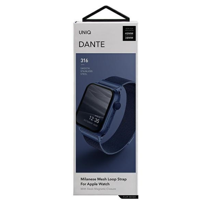 UNIQ Dante RVS band voor Apple Watch 4/5/6/7/SE 40/41 mm, Marine Blue