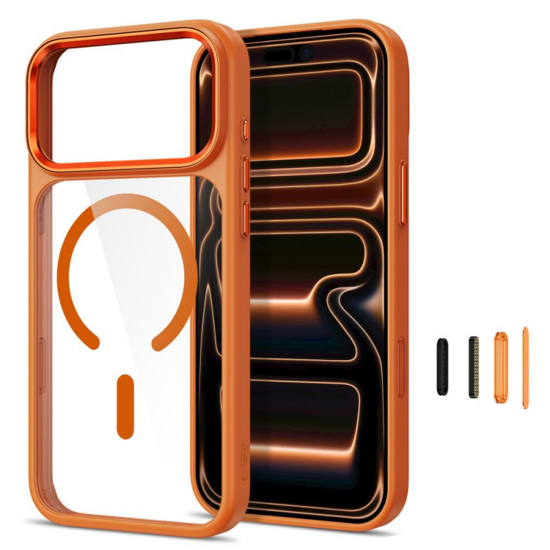 Tech-Protect Magmat MagSafe CC-hoesje voor Apple iPhone 17 Pro / 18 Pro, Cosmic Orange / transparant