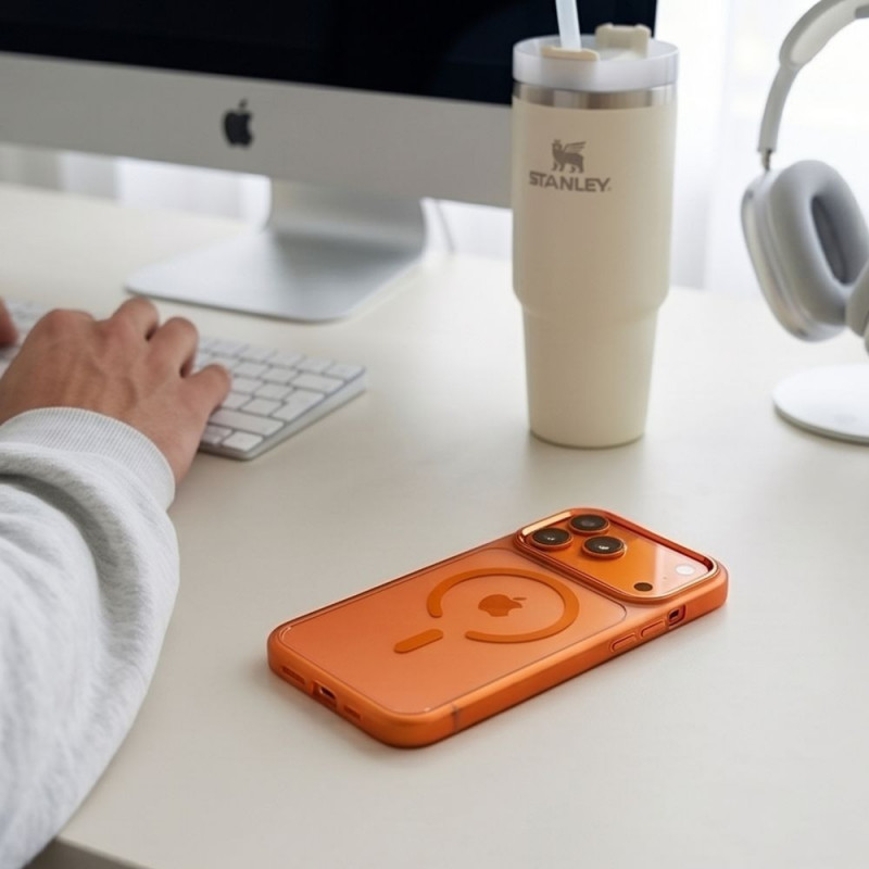 Tech-Protect Magmat MagSafe CC-hoesje voor Apple iPhone 17 Pro / 18 Pro, Cosmic Orange / transparant