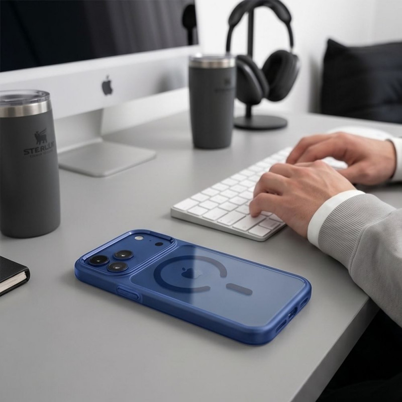 Tech-Protect Magmat MagSafe CC-hoesje voor Apple iPhone 17 Pro / 18 Pro, Deep Blue / transparant