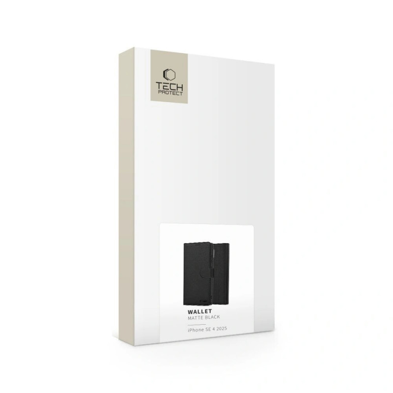 Tech-Protect portemonneehoesje voor Apple iPhone 17e / 16e, mat zwart