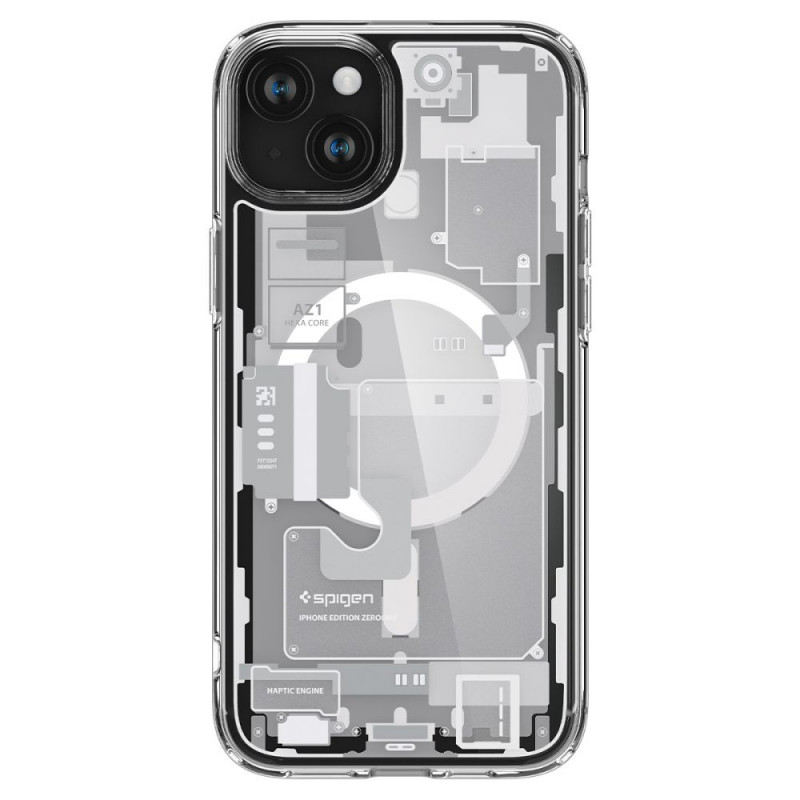 Spigen Ultra Hybrid Mag-hoesje met MagSafe voor Apple iPhone 15 Plus / 14 Plus, Zero One, wit