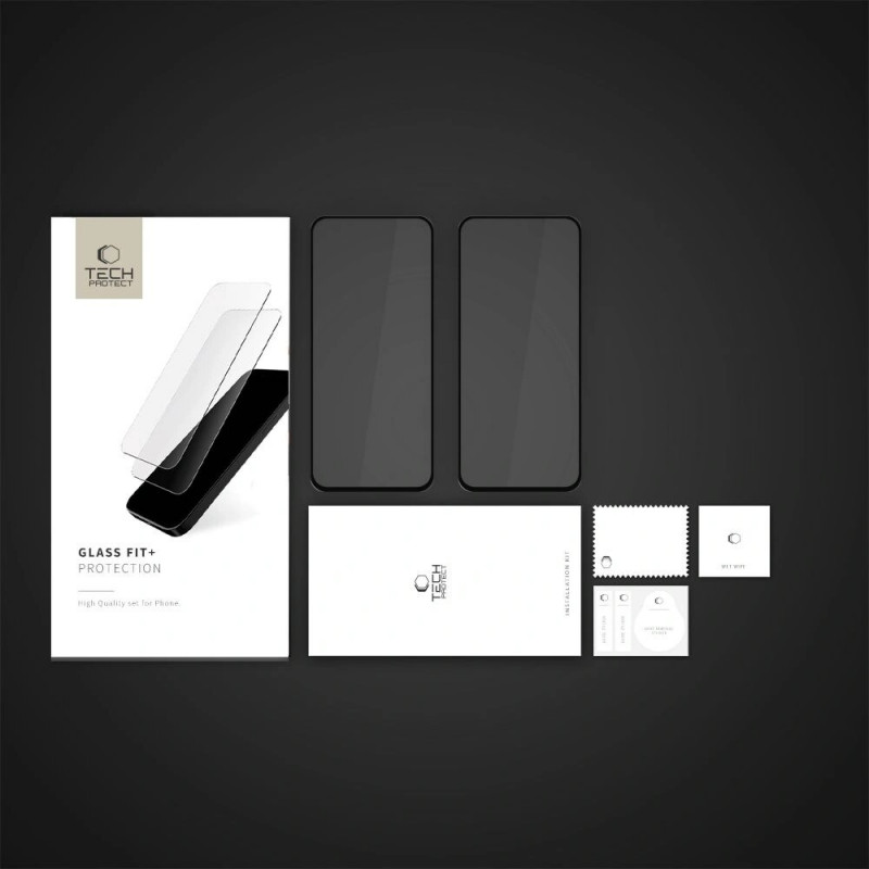 Tech-Protect Glass Fit+ gehard glas voor Motorola Moto G15 / G15 Power / G05 / E15, zwart (2 st.)