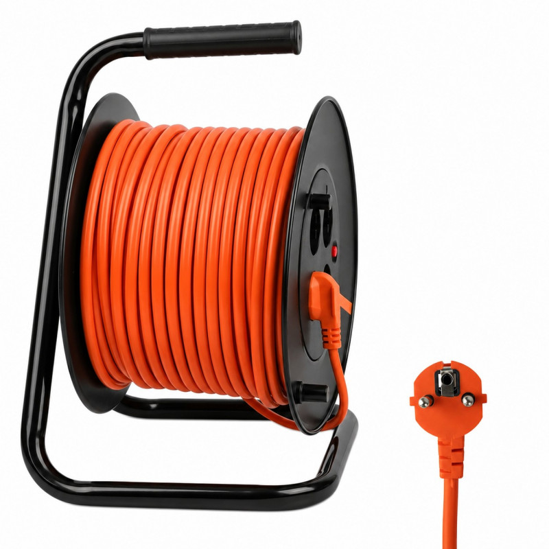 Extralink Powerlink haspel verlengsnoer, 30 m, 4 stopcontacten, geaard