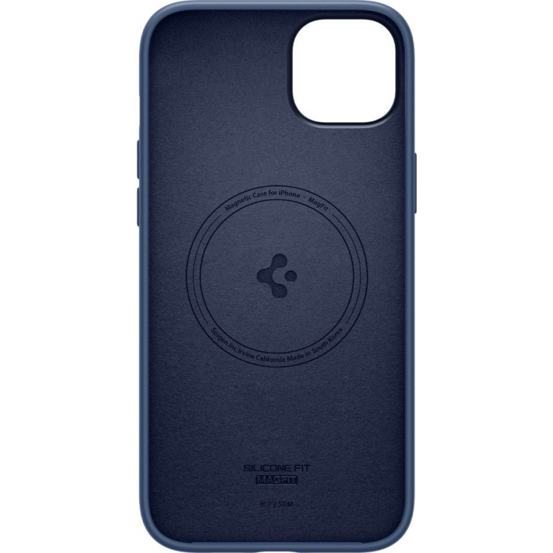 Spigen Silicone Fit Mag (ACS04921) MagSafe-hoesje voor Apple iPhone 14 Plus / 15 Plus, marineblauw