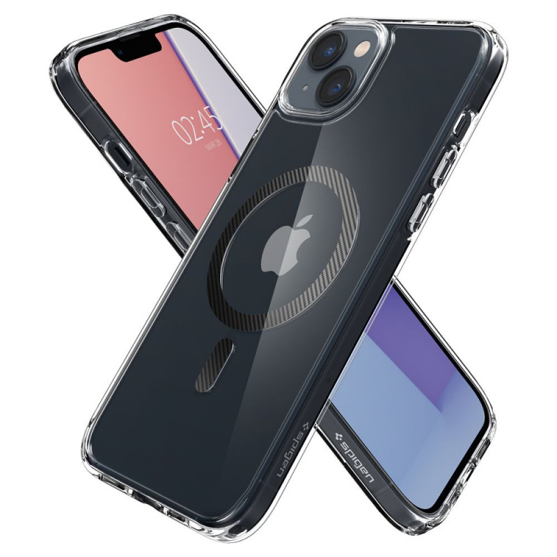 Spigen Ultra Hybrid Mag (ACS04904) MagSafe-hoesje voor Apple iPhone 14 Plus / 15 Plus, Carbon Fiber