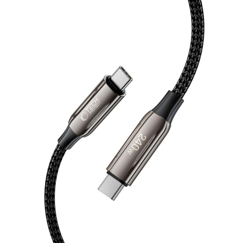 Tech-Protect UB10T Ultraboost USB-C / USB-C-kabel PD240W/QC4.0, 200 cm, zwart