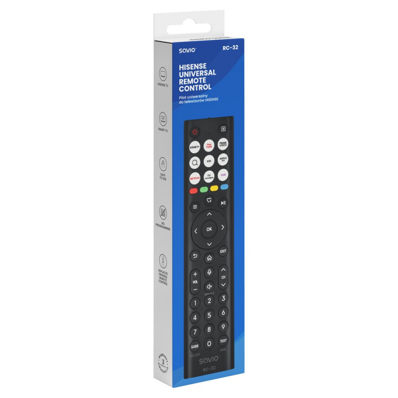 Savio RC-32 universele vervangende afstandsbediening voor Hisense TV