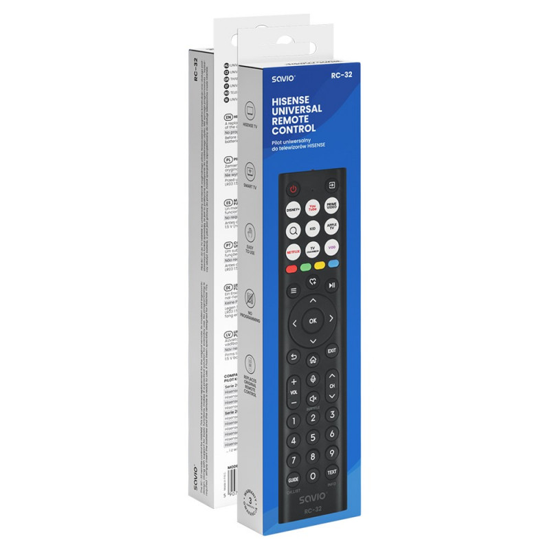Savio RC-32 universele vervangende afstandsbediening voor Hisense TV