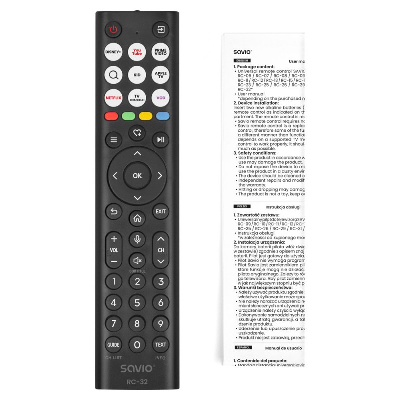 Savio RC-32 universele vervangende afstandsbediening voor Hisense TV