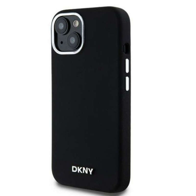 DKNY Apple iPhone 15 hardcase Liquid Silicone Small Metal Logo MagSafe, zwart
