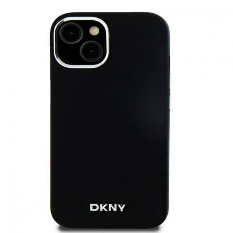 DKNY Apple iPhone 15 hardcase Liquid Silicone Small Metal Logo MagSafe, zwart